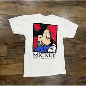 Vintage 90s Disney Mickey Mouse Big Graphic T-Shirt White Medium Made In USA